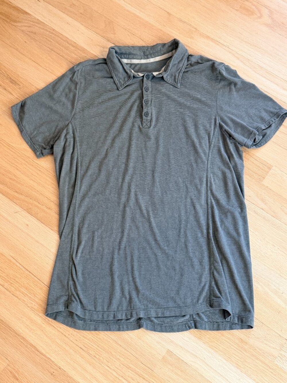HYLETE Athletic Olive Micro-Stripe Polo Shirt
